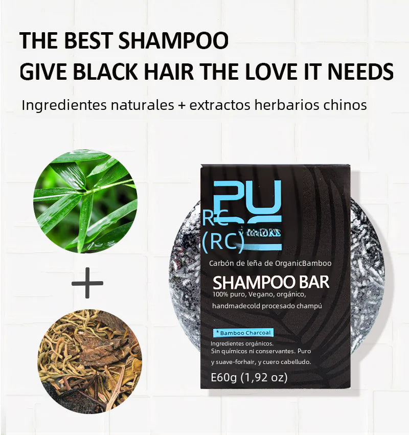 PURC Bamboo Charcoal Shampoo Bar for Nourishing Shine PURC