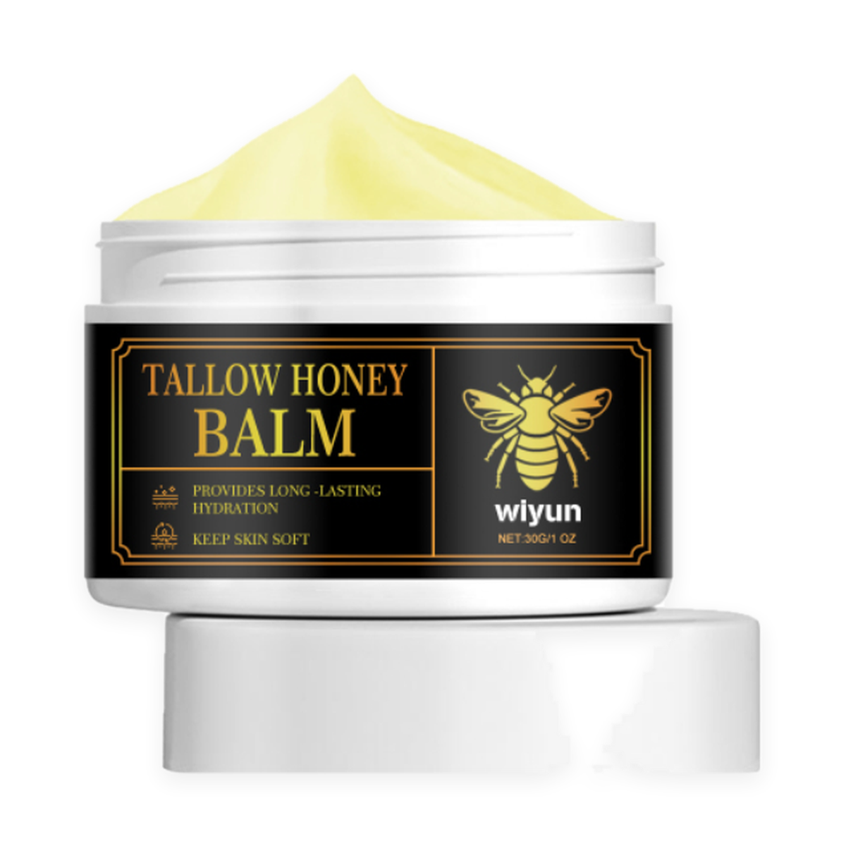 wiyun Tallow Honey Balm 30g jar with lid, product only, centered on a pure white background